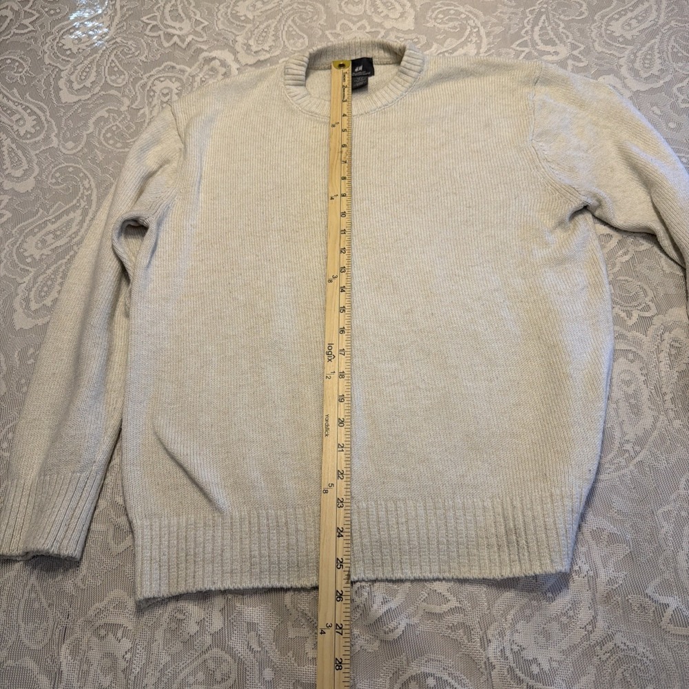 H&M Sweater Textured Knit Mens Cream Off White S Lagenlook Meas In Pics